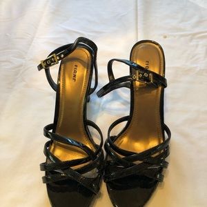 Black leopard print heels